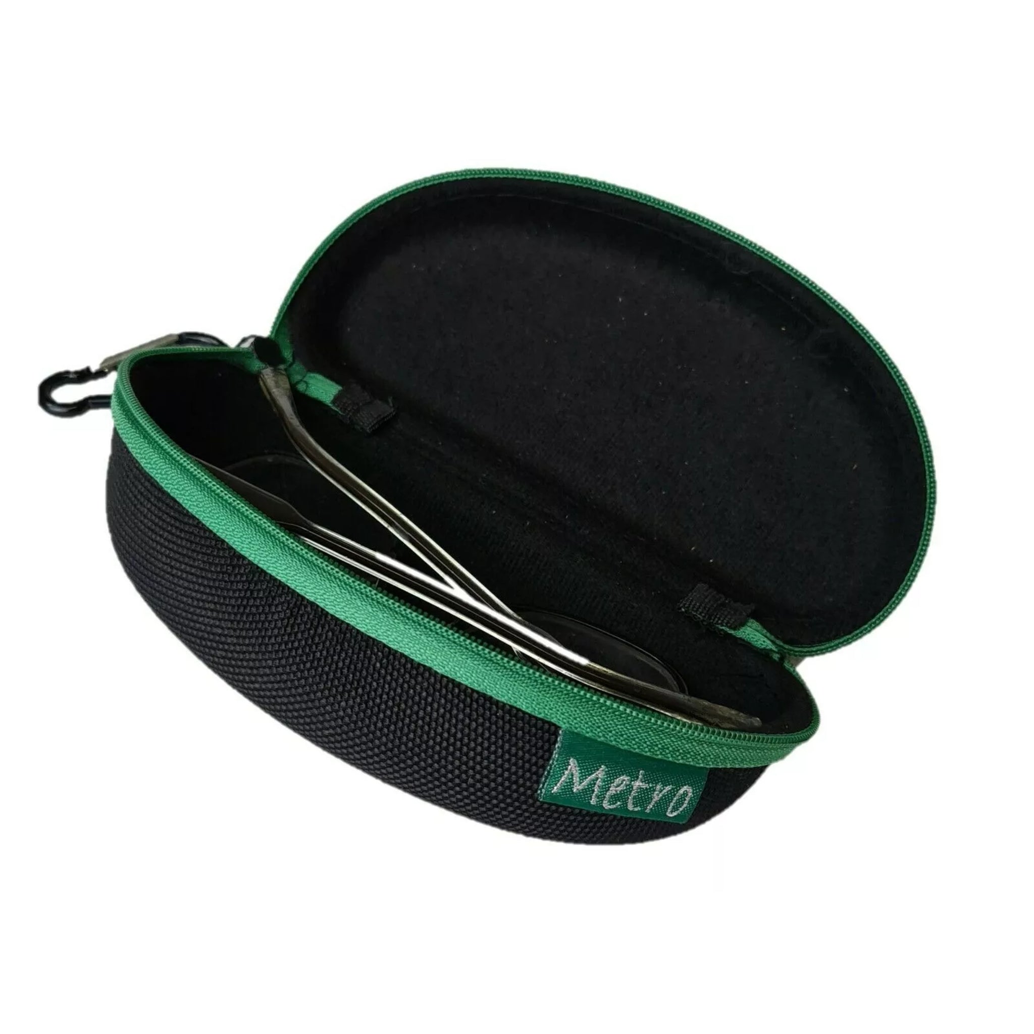 Hard Glasses Case for Sunglasses and Eyewear with Zip Closure – Metro Black Green